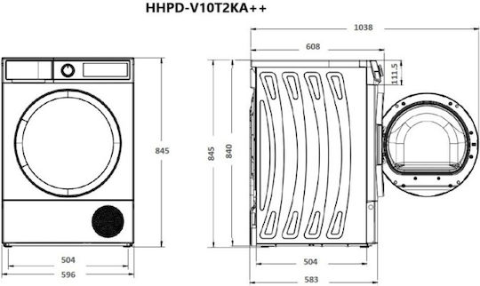 Heinner HHPD-V10T2KA++ Στεγνωτήριο 10kg A++ με Αντλία Θερμότητας