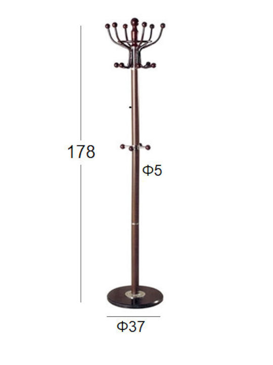Zita Plus Metallic Coat Rack Coffee 38x38x180cm