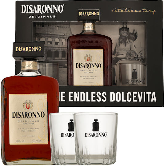 Liquer Amaretto Disaronno Gb 700ml 28% + 2 Glasses