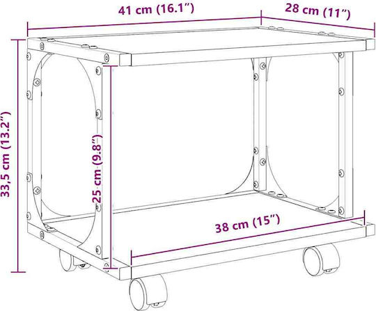Vidaxl Two-Tier Industrial Printer Stand Mechanical Wood Lockable Wheels Matte Finish 882990