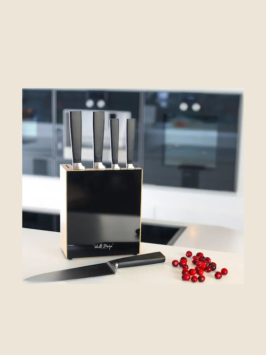 Vialli Design Fino Knife Set with Base Stainless Steel 5 Pieces