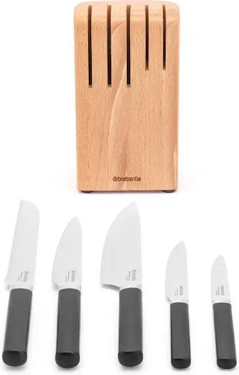 Brabantia Profile Messerset mit Sockel aus Edelstahl 16 cm 6 Stück