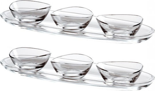 Vidivi Glass Dessert Divided Serving Plate with 3 Slots Papaya Transparent