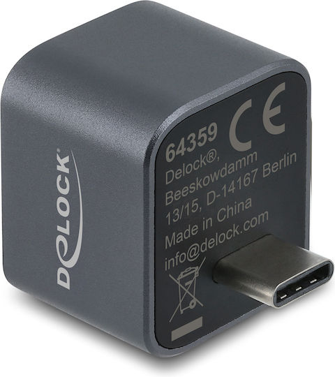 Delock Mini USB-Hub 64359 2x USB 3.2 10Gbps USB-C Verbindung Grau