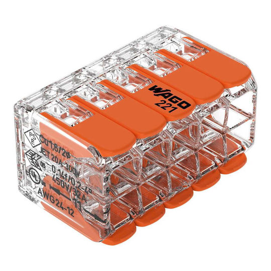 Quick Connect Terminal Block 10-Pole Lever for Flexible & Solid Conductors 0.2-4mm² 32A 450V 221-420 15 Pieces