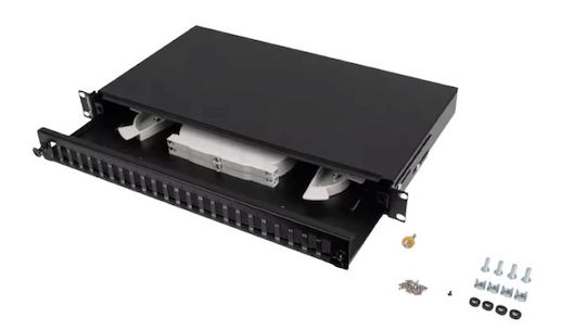 Patch Panel Οπτικής Ίνας Duplex Rack 19" 24 Θύρες 6 Οπτικές Ίνες Μαύρο