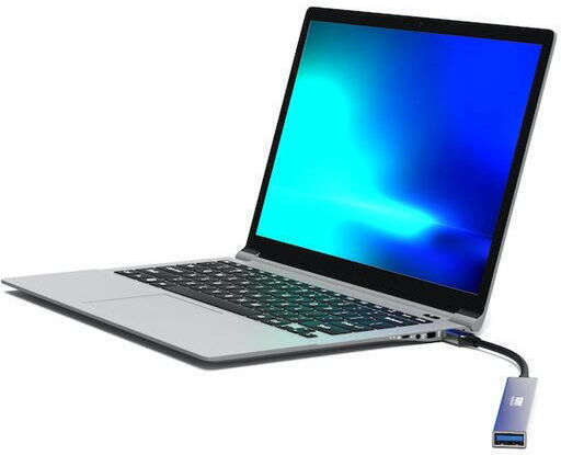 Port Designs USB-Hub 4 Anschlüsse USB 3.0 mit USB-C Verbindung Grau