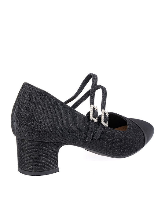 Heels with Strap & Medium Heel Black