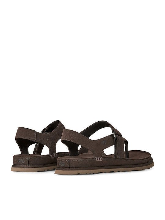 Leather Women's Flat Sandals Brown