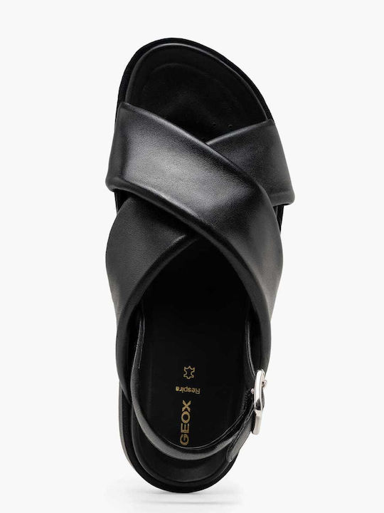Leather Women's Sandals Flatforms Black