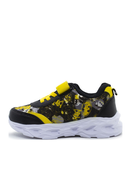 Batman Kids Sneakers with Hoop & Loop Closure and Lights Black