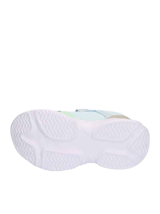 Stitch Kids Sneakers with Hoop & Loop Closure Light Blue