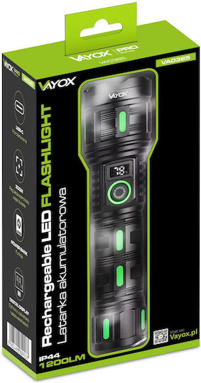 Vayox Wiederaufladbarer LED Taschenlampen IP44 mit Maximaler Helligkeit 1200 Lumen