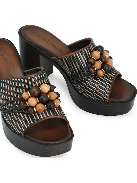 Mules With High Heel In Brown Colour