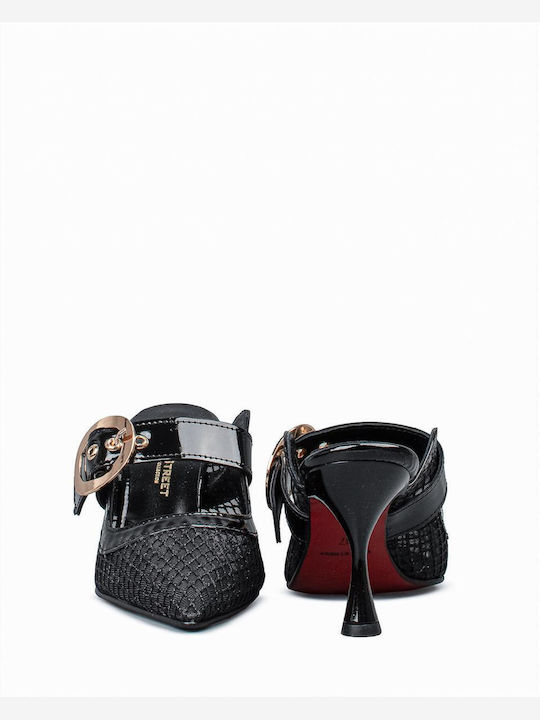 Mules With Heel In Black Colour