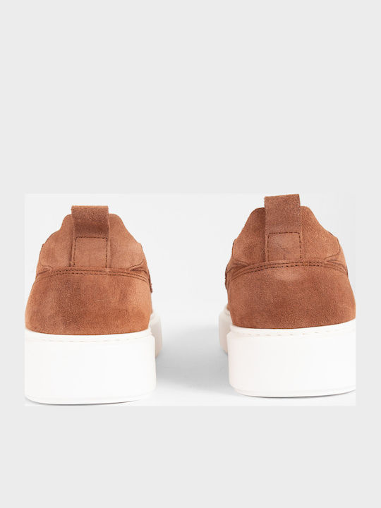 Suede Men's Moccasins In Orange Colour