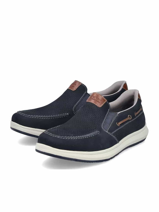 Mocasini Bărbați Din Piele În Culoare Albastră