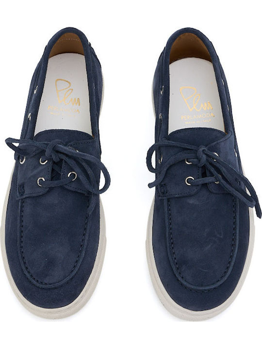 Wildleder Herren Bootsschuhe in Blau Farbe