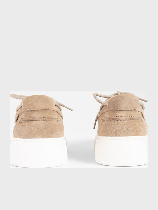 Suede Men's Loafers In Beige Colour