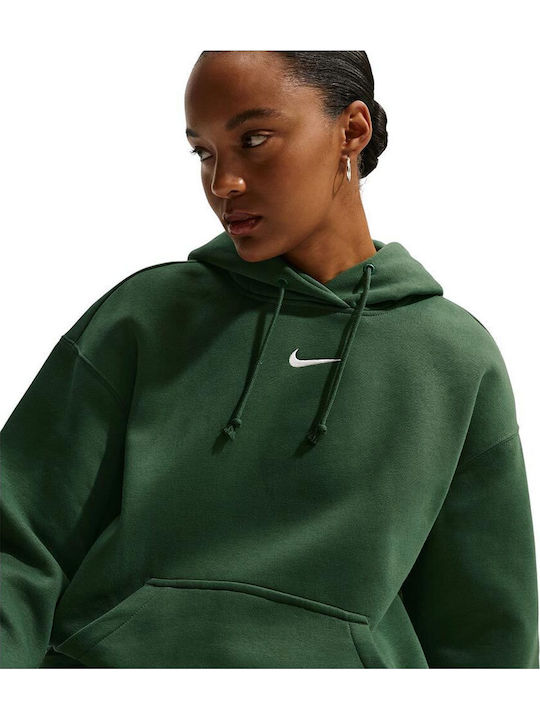 Sportswear Phoenix Μακρύ Γυναικείο Φούτερ με Κουκούλα Πράσινο