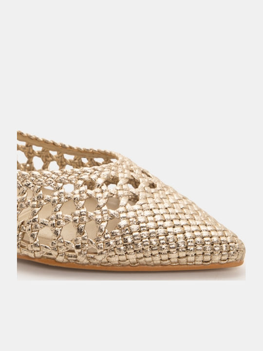 Women's Pointed Toe Ballerina Shoes In Gold Colour
