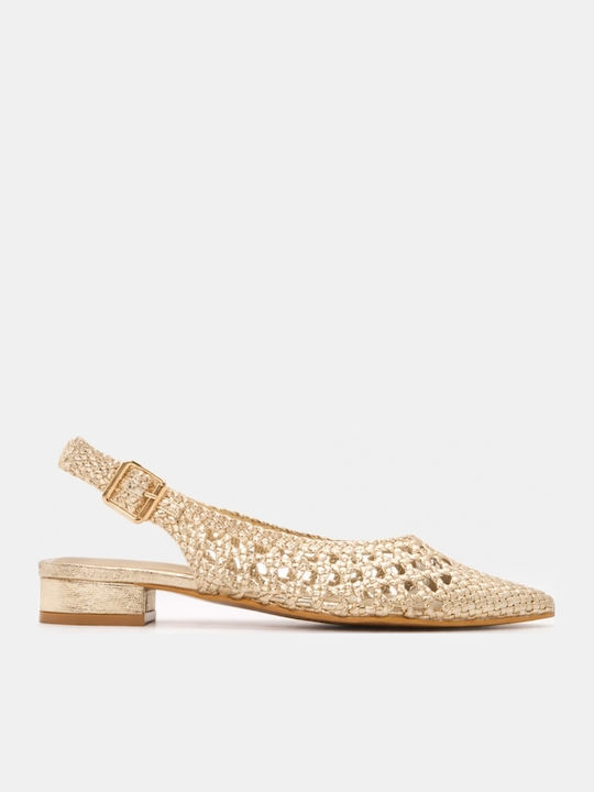 Women's Pointed Toe Ballerina Shoes In Gold Colour