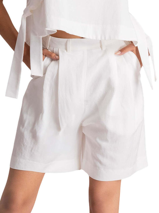 Pantaloni Scurți Din In Bej Pentru Femei