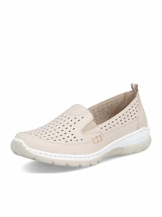 Mocasini De Damă Din Piele În Culoare Bej