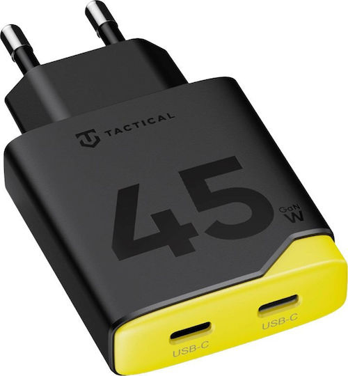 Tactical Φορτιστής Χωρίς Καλώδιο GaN με 2 Θύρες USB-C 45W Power Delivery Μαύρος (Minimi)