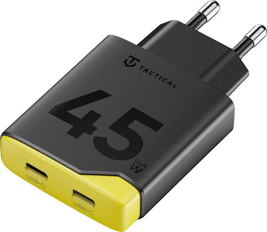 Tactical Φορτιστής Χωρίς Καλώδιο GaN με 2 Θύρες USB-C 45W Power Delivery Μαύρος (Minimi)