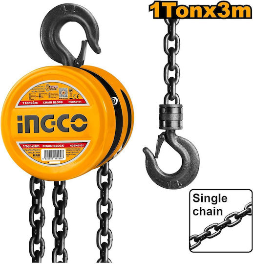 Ingco Kettenzug for Load Weight up to 1t in Gelb Color