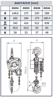 Express Chain Hoist 3m for Weight Load up to 1t Yellow