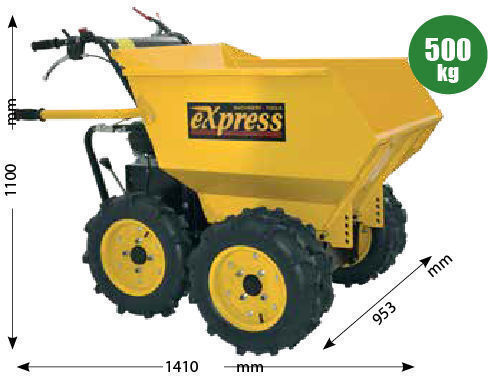 Express Όχημα Μεταφοράς Ανατρεπόμενο 196cc 6.5HP για Φορτίο Βάρους έως 500kg σε Κίτρινο Χρώμα