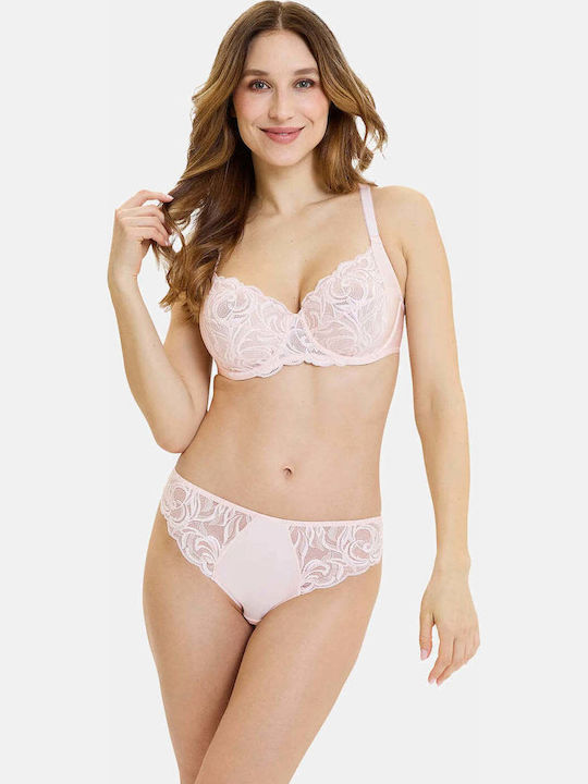 Pink Powder Bra without Padding & without Underwire