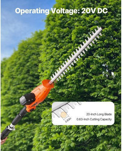 Vevor Hedge Trimmer Battery 20V Telescopic with Blade 50.8cm GZDDLLJ20V20NAT0FV2
