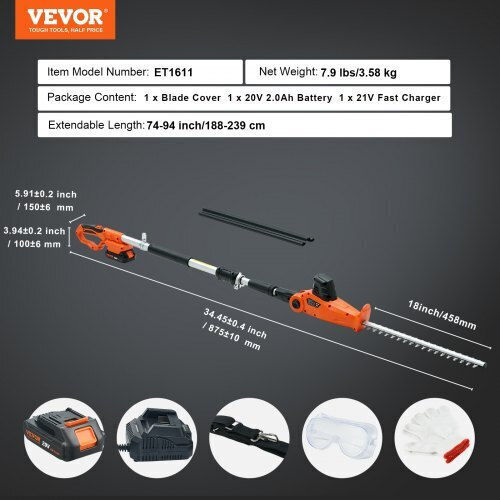 Vevor Hedge Trimmer Battery 20V Telescopic WXLLJYCYCGZBDJNH1V2