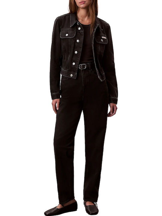 Zuschneiden Damen Jeansjacke Black