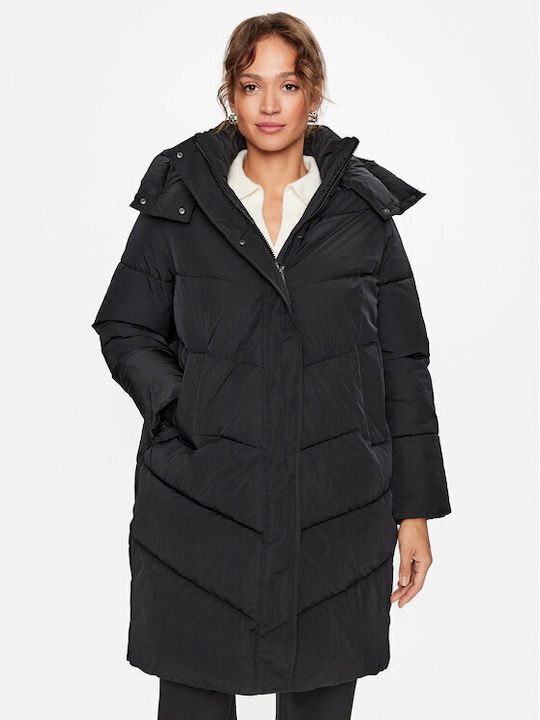 Дълго Дамско Puffer Яке за Зима Black