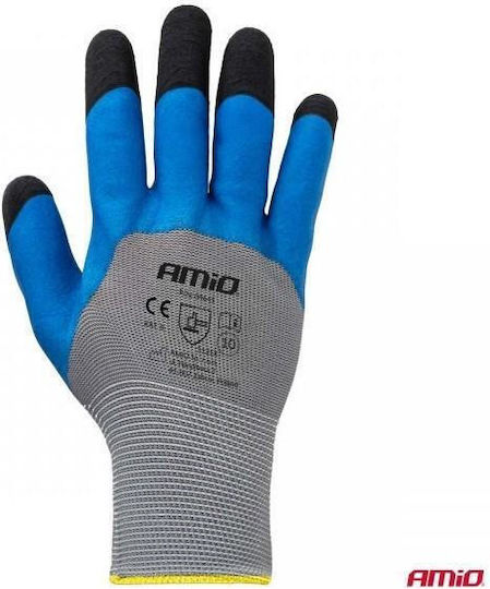 AMiO AMiO Work Driver Gloves Gray Polyester Latex Leather 4 Pieces