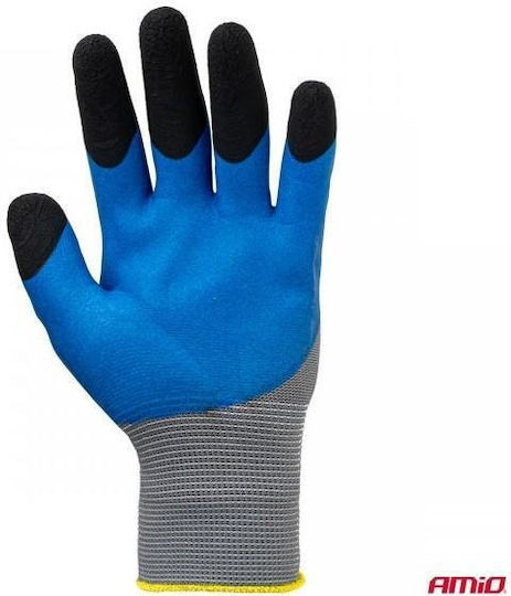 AMiO AMiO Work Driver Gloves Gray Polyester Latex Leather 4 Pieces