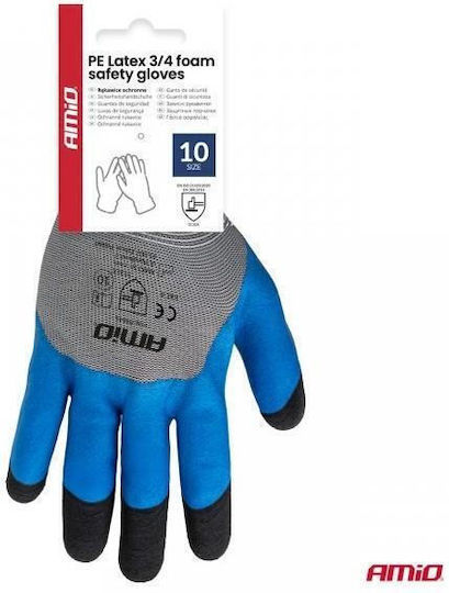 AMiO AMiO Work Driver Gloves Gray Polyester Latex Leather 4 Pieces