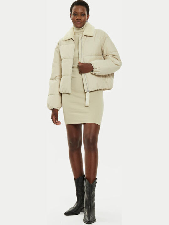 Jachetă Puffer Lungă de Damă pentru Iarnă Bej