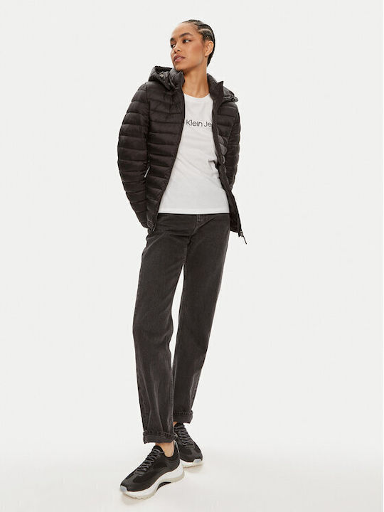 Μακρύ Γυναικείο Puffer Μπουφάν για Χειμώνα Black