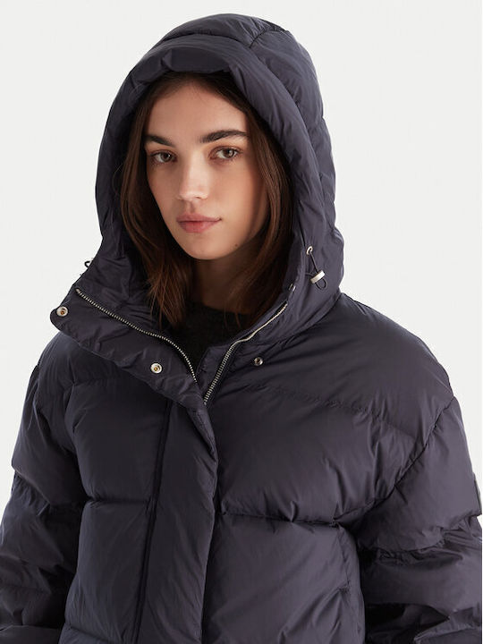 Langes Damenjacke für Winter Marineblau