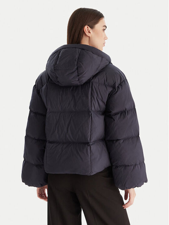 Langes Damenjacke für Winter Marineblau