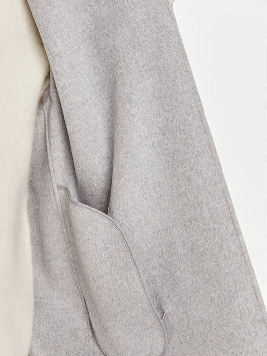 Μάλλινο Γυναικείο Παλτό Gray Oversized με Ζώνη