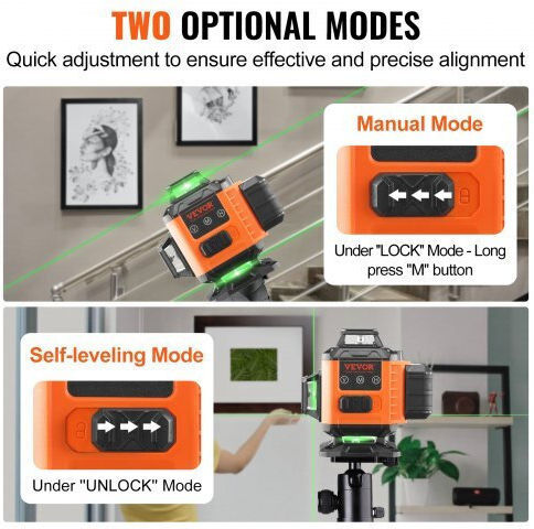 Vevor Self-leveling Linear Laser Level Green Beam with Working Range 30m