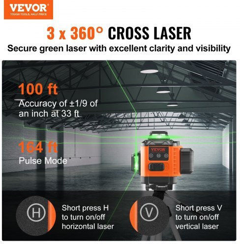 Vevor Self-leveling Linear Laser Level Green Beam with Working Range 30m