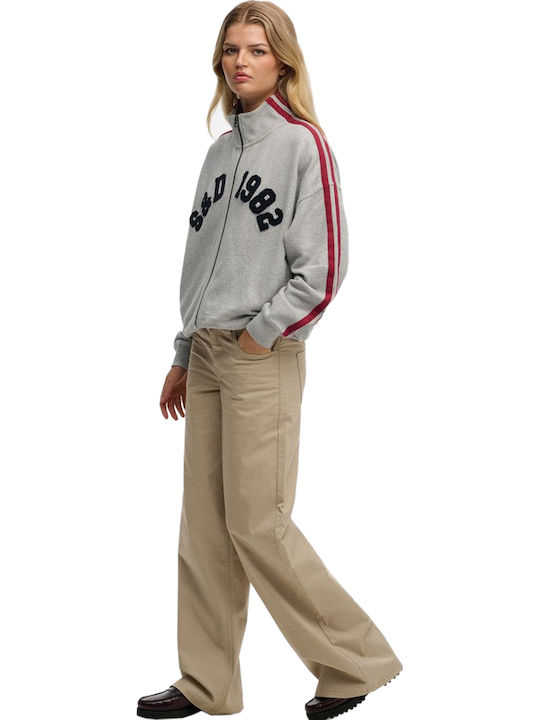 Rise Women's High-waisted Chino Trousers Baggy Line Gray