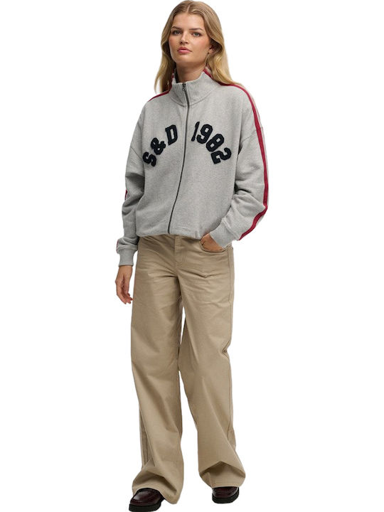 Rise Women's High-waisted Chino Trousers Baggy Line Gray